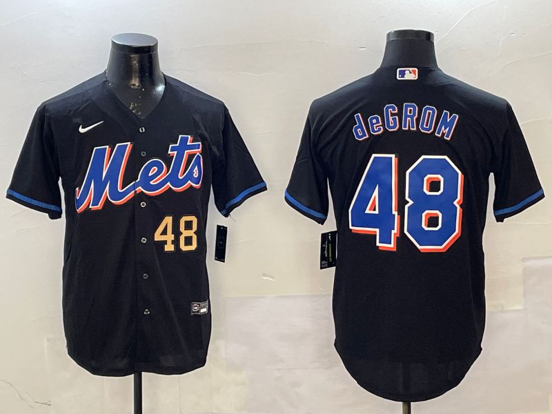 Men New York Mets #48 Degrom Black Game Nike 2025 MLB Jersey style 3